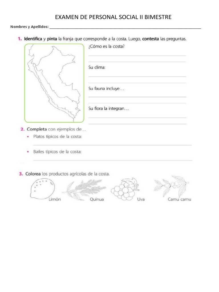 Examen de Personal Social II Bimestre | PDF