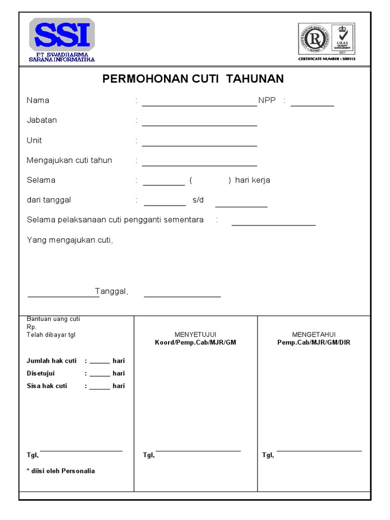 Permohonan Cuti Muhammad Idrus | PDF