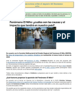 D4 A1 FICHA COM. Leemos Una Noticia Sobre El Impacto Del Fenómeno Niño.