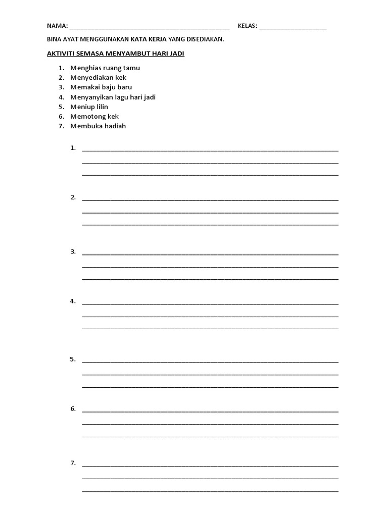 Bina Ayat Menggunakan Kata Kerja | PDF