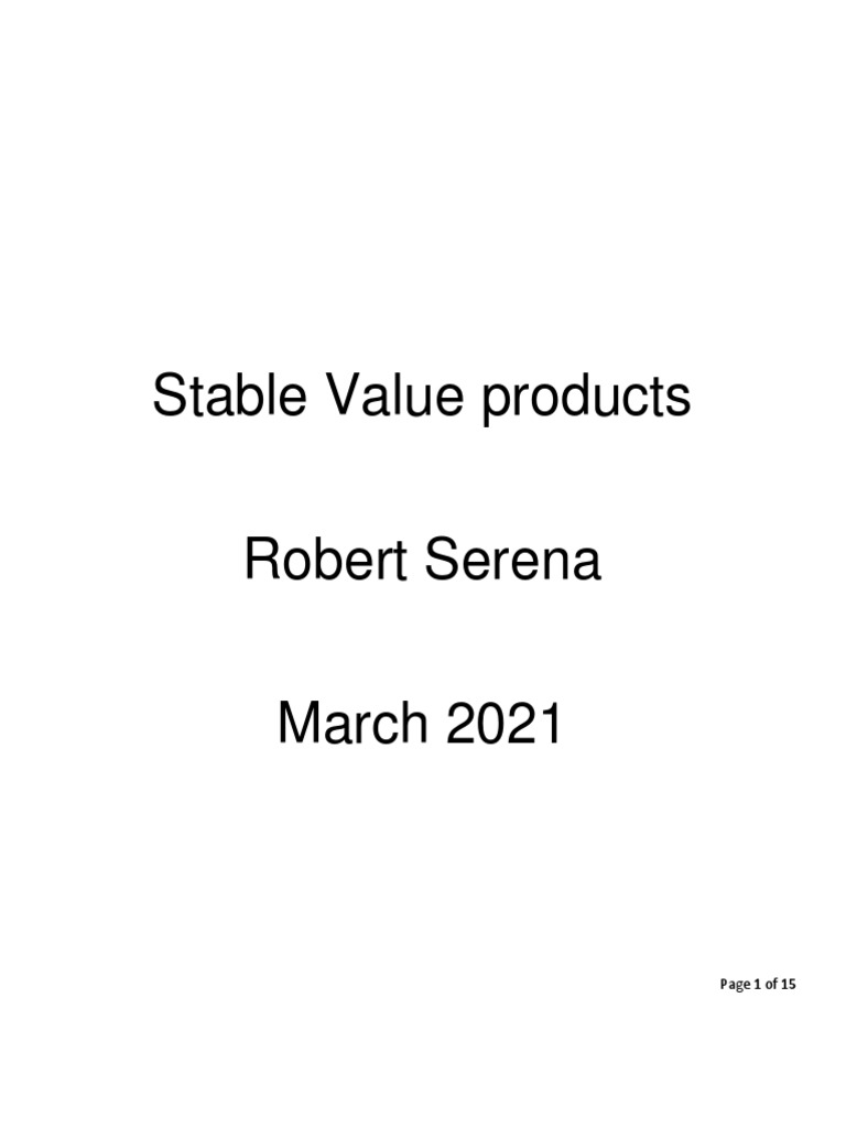 Understanding Stable Value Products | PDF | Investing | Financial Markets