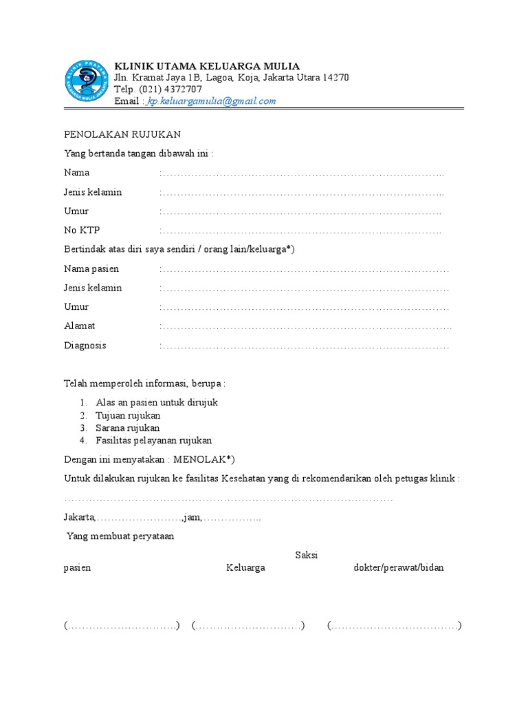 Contoh Surat Rujukan Klinik | PDF