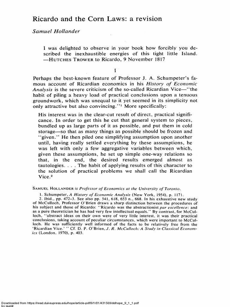 Ricardo and The Corn Laws A Revision PDF