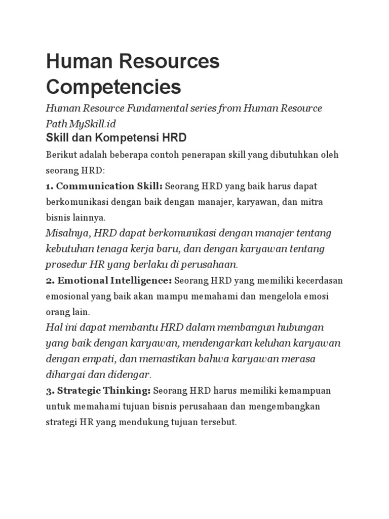 Human Resources Competencies | PDF
