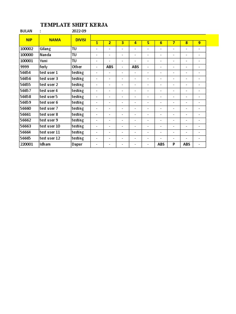 Shift Schedule Template 2022-09 | PDF