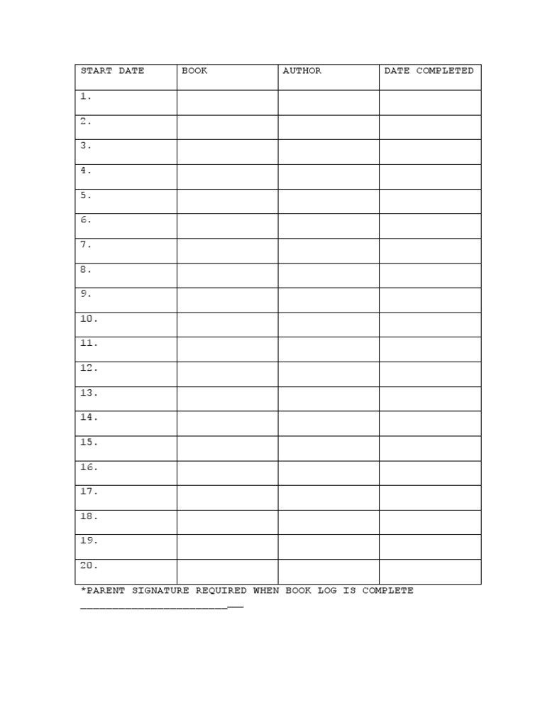 Book Log Tracking Template | PDF