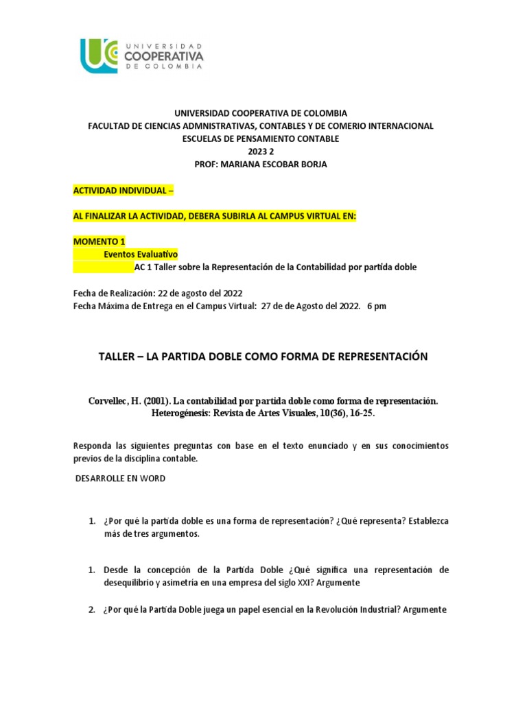 Taller EPC Representación de la Partida Doble PDF