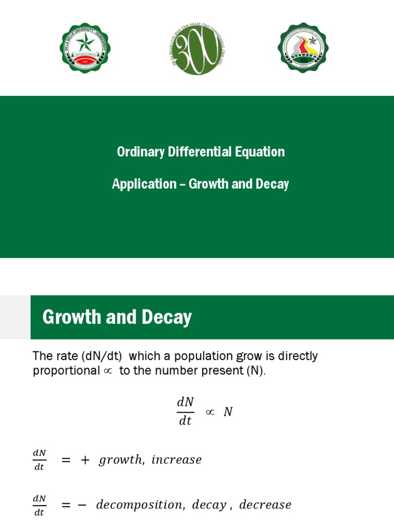 Differential Equation Application Growth and Decay PDF