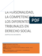 La Personalidad, La Competencia y Los Diferentes Tribunales en Derecho Social