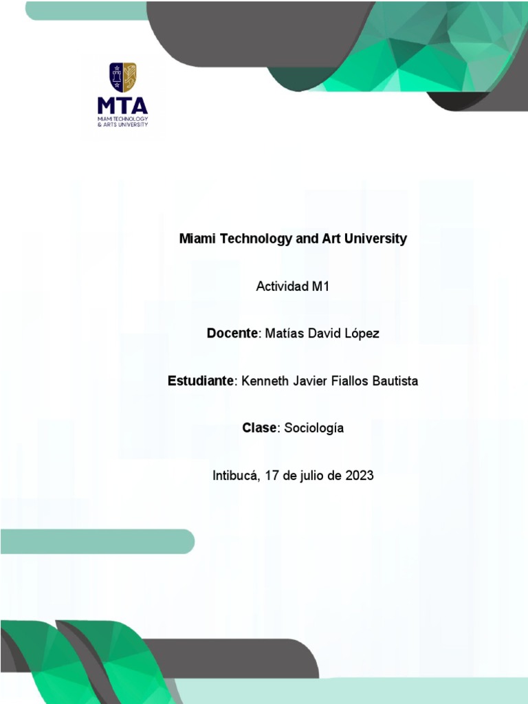 Actividad M1 - Sociologia - Kenneth Javier Fiallos Bautista | PDF ...