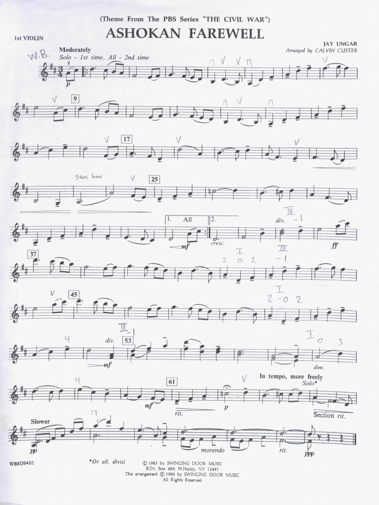 Ashokan Farewell Violin 1 PDF