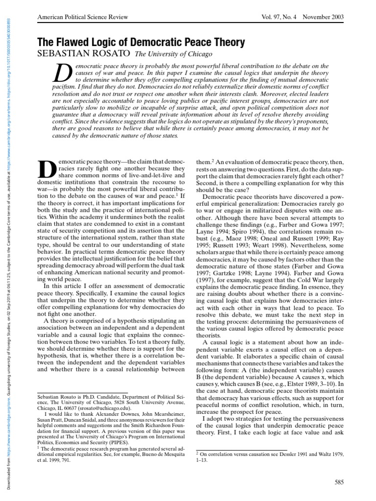 Critique of Democratic Peace Theory | PDF
