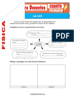 Fichas de La Luz para Cuarto de Primaria