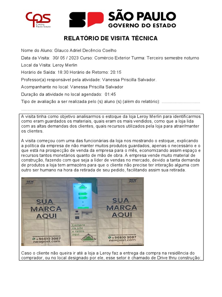Modelo de Relatório Visita Técnica | PDF