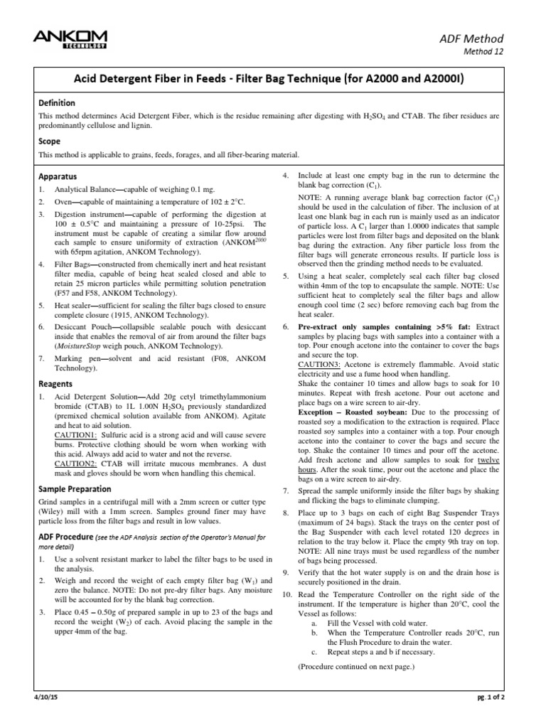 Method 12 ADF A2000 PDF Filtration Sulfuric Acid