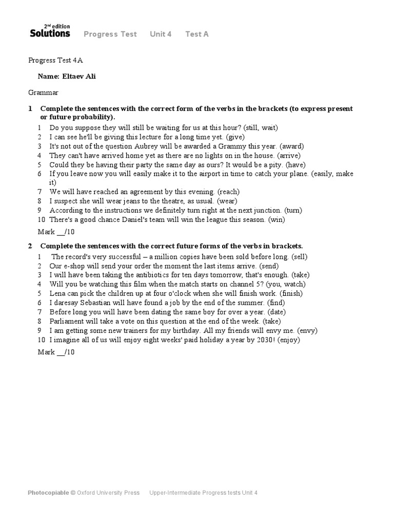 Upp Int Progress Test Unit 04 A_f2386069 81e7 4c24 b628 57fb07f10ca8 | PDF