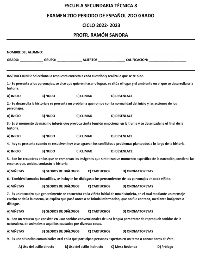 ESPAÑOL 2DO TRIM PDF