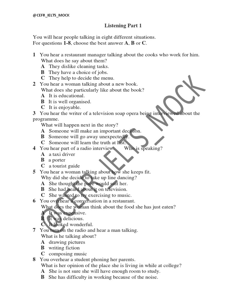 Listening Mock - 1 | PDF