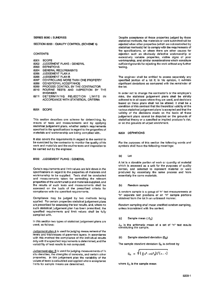 Section 8200 Quality Control Scheme 1 | PDF
