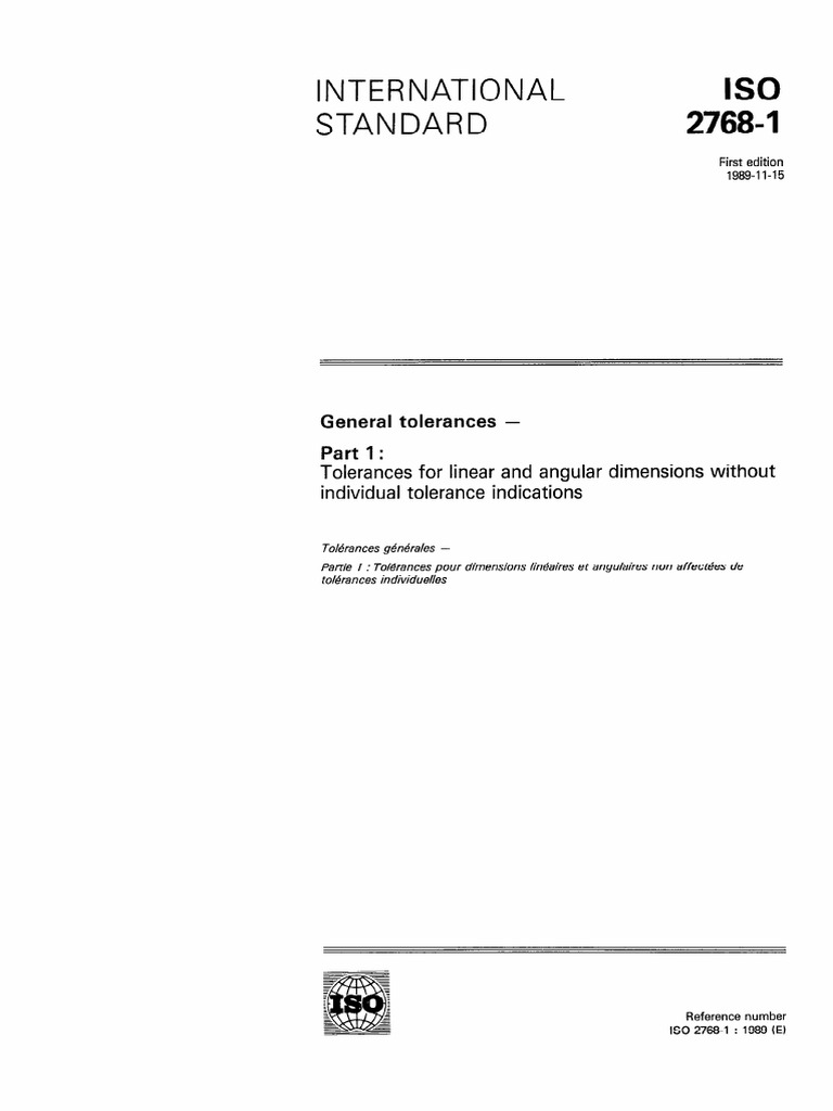 ISO 2768-1: General Tolerances Overview | PDF | International ...