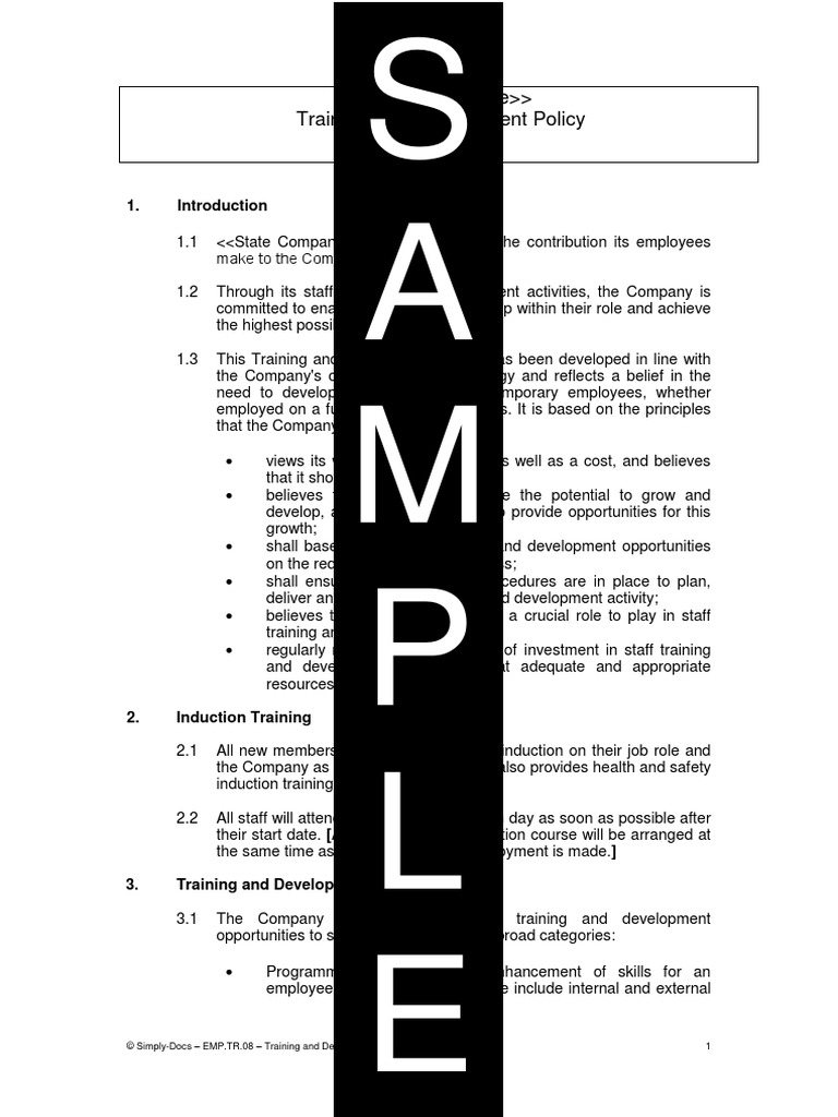 S A M P L E: Training and Development Policy | PDF