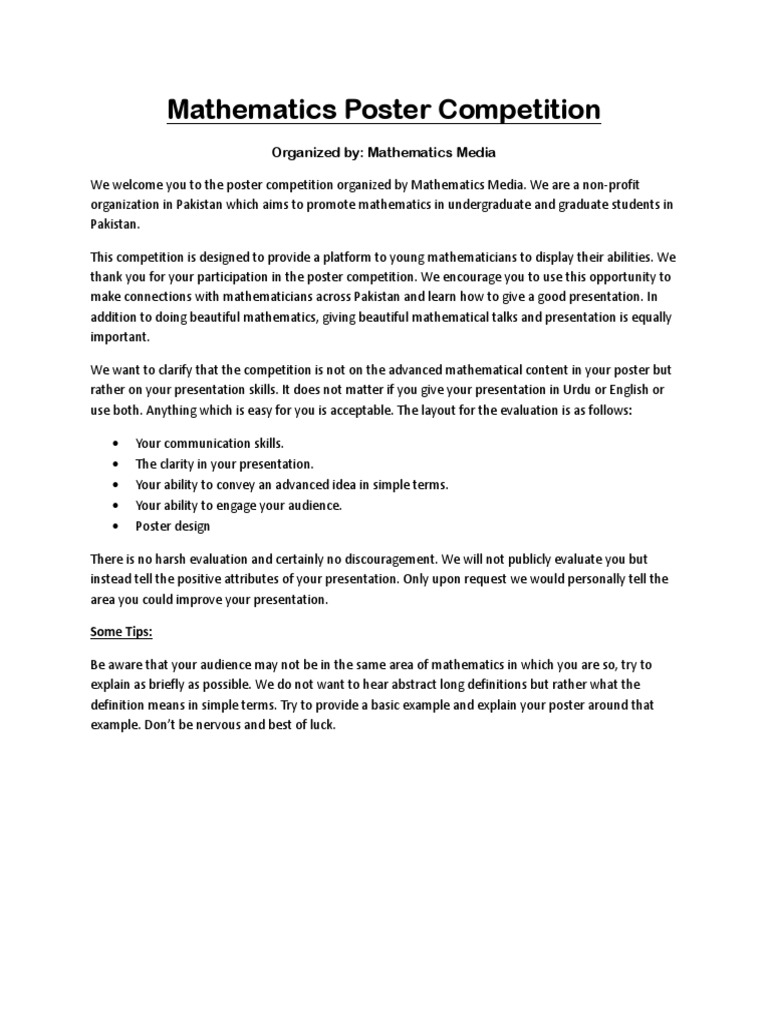 Poster Competition-Mathematics Media | PDF