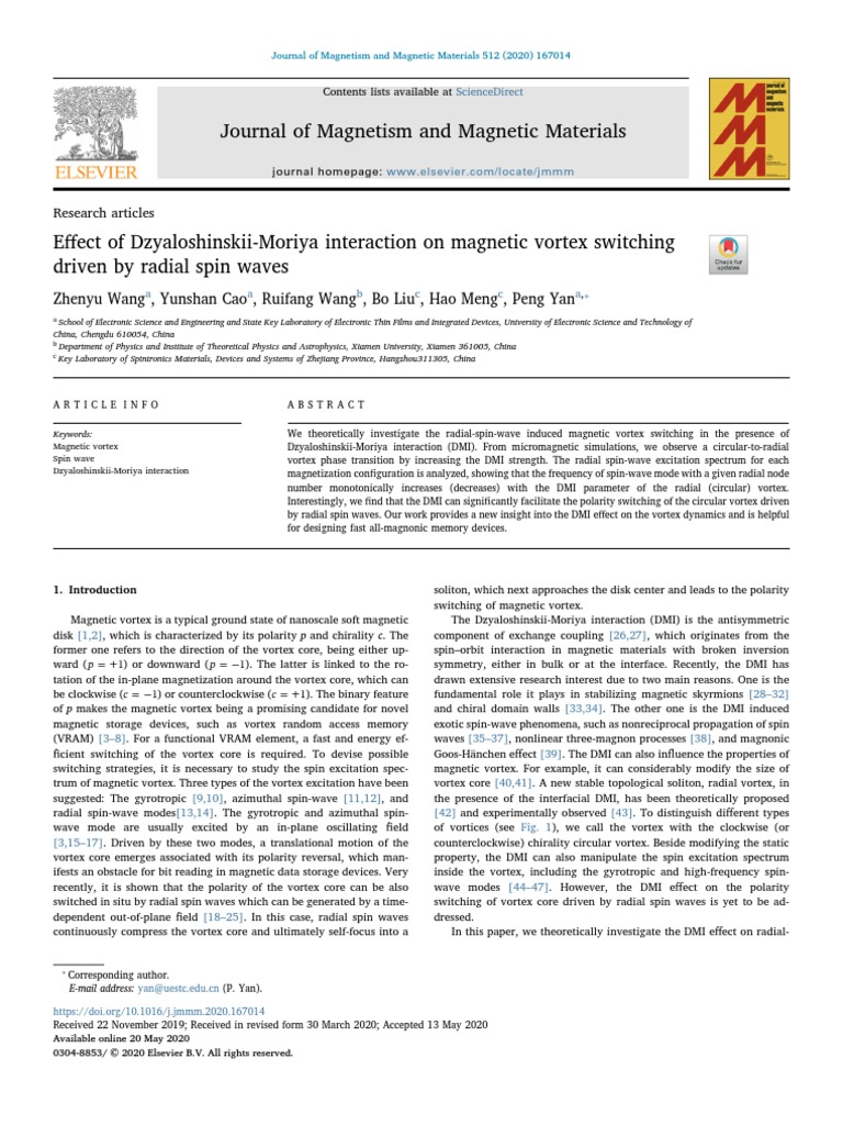 Magnetic Vortex Dynamics & DMI | PDF | Waves | Theoretical Physics