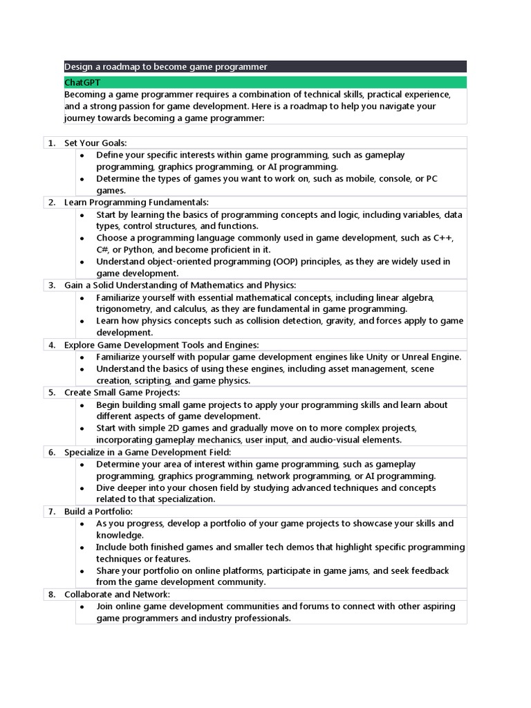 Game Programmer Path | PDF