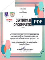 Certificate of Completion NLC Enhancement Camp
