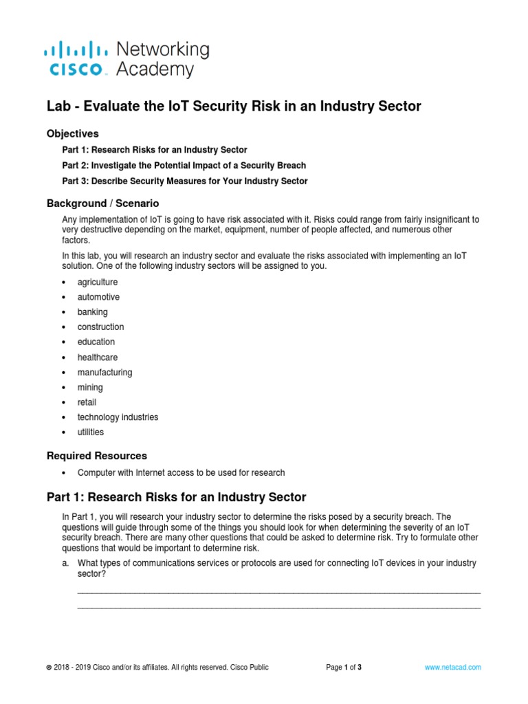 IoT Security Risk Evaluation Lab | PDF