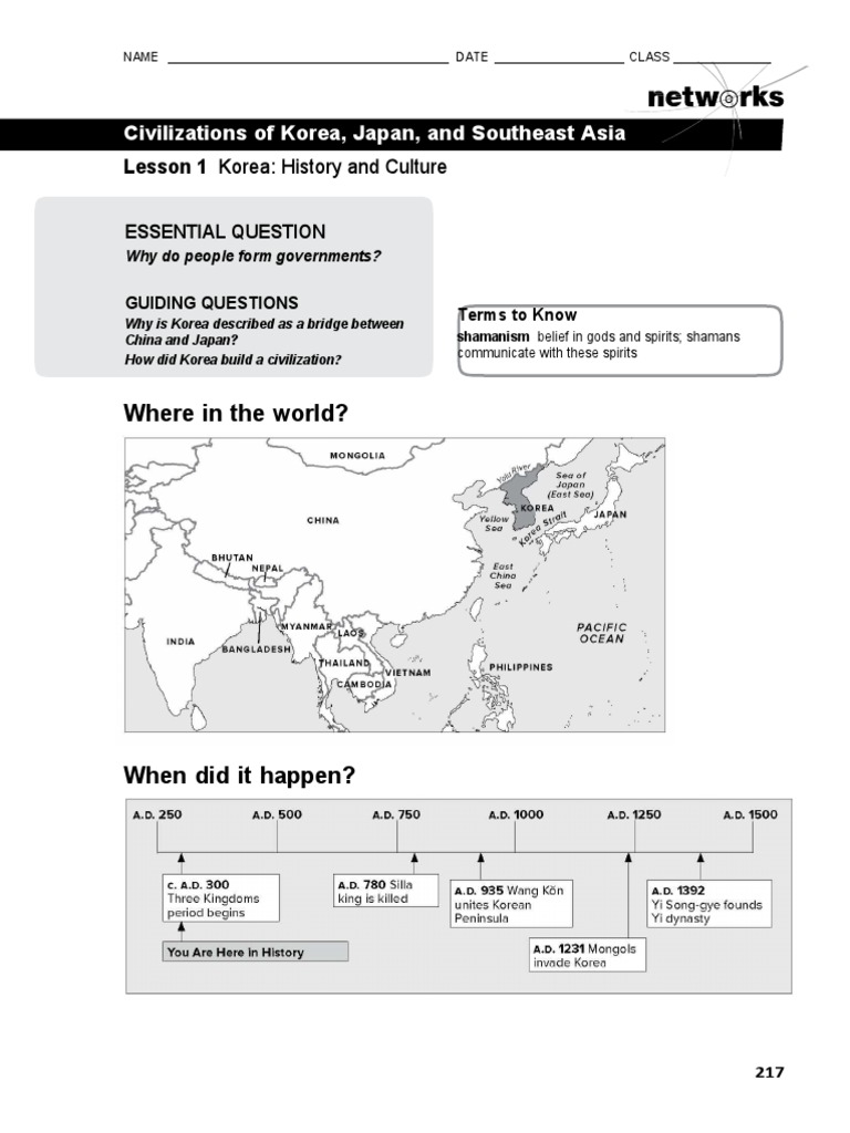 Civilizations of Korea Japan and Southeast Asia Korea History and