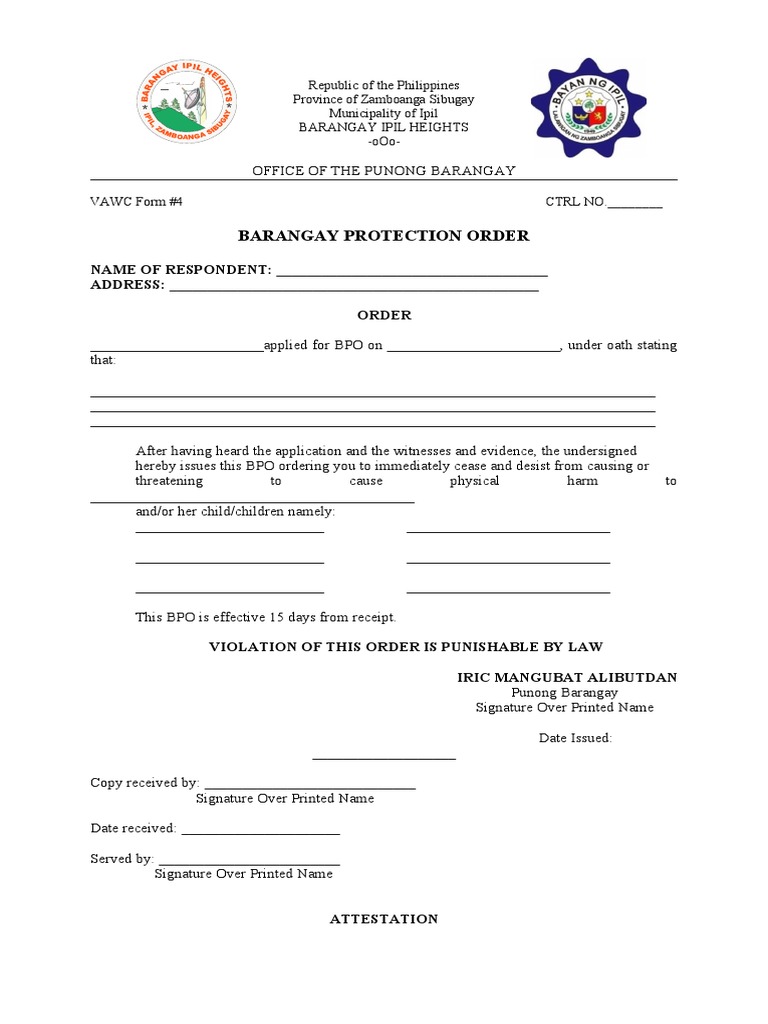 Barangay Protection Order PDF