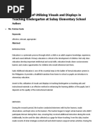 Effectiveness of Utilizing Visuals and Displays in Teaching Kindergarten at Subay Elementary School