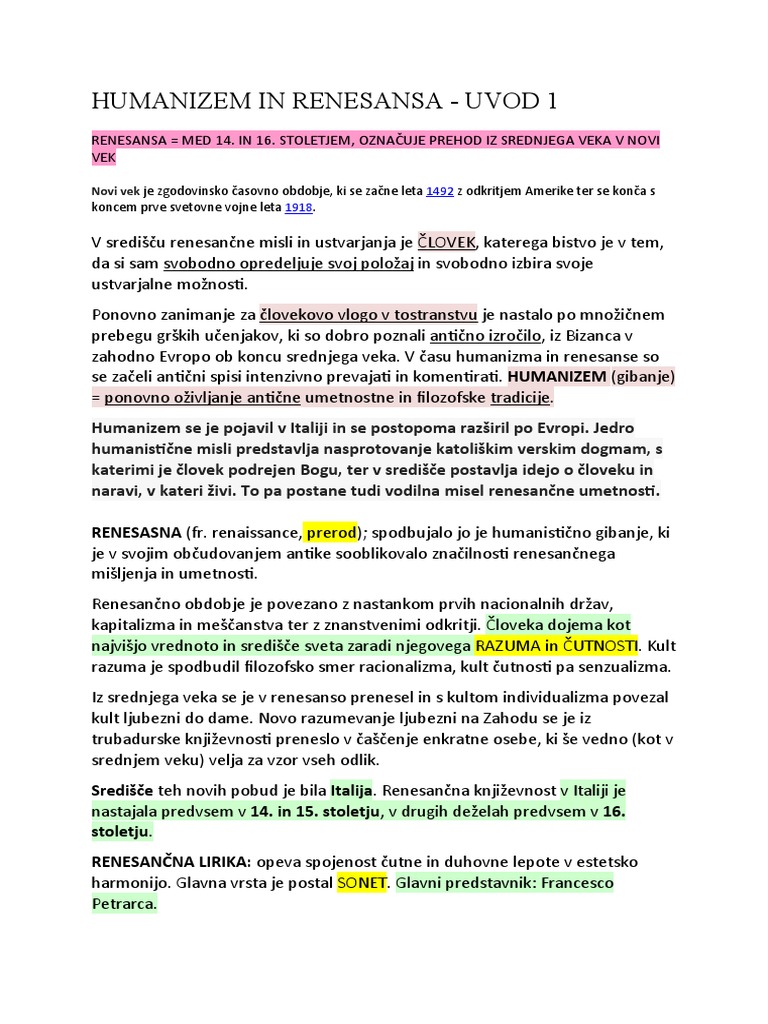 Renesansa - Daljši Uvod | PDF