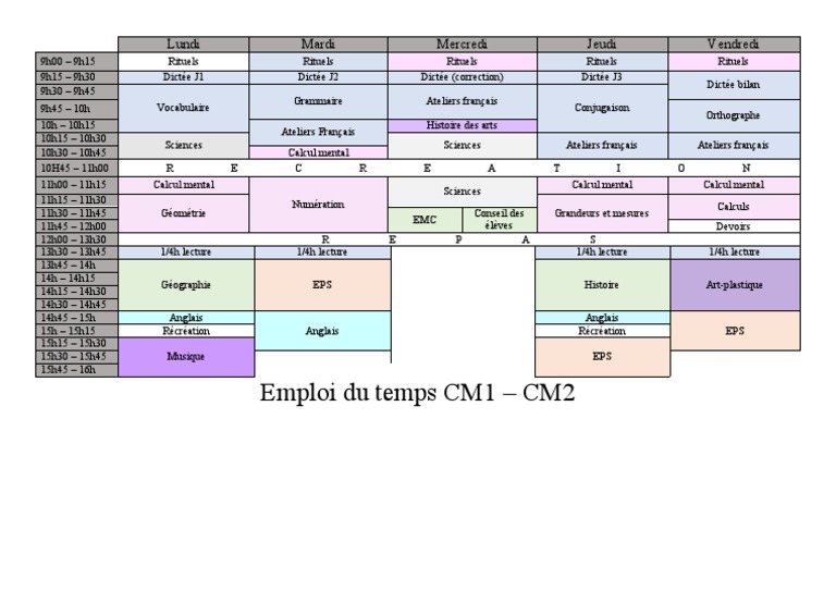 Emploi Du Temps CM 2023 2024 | PDF