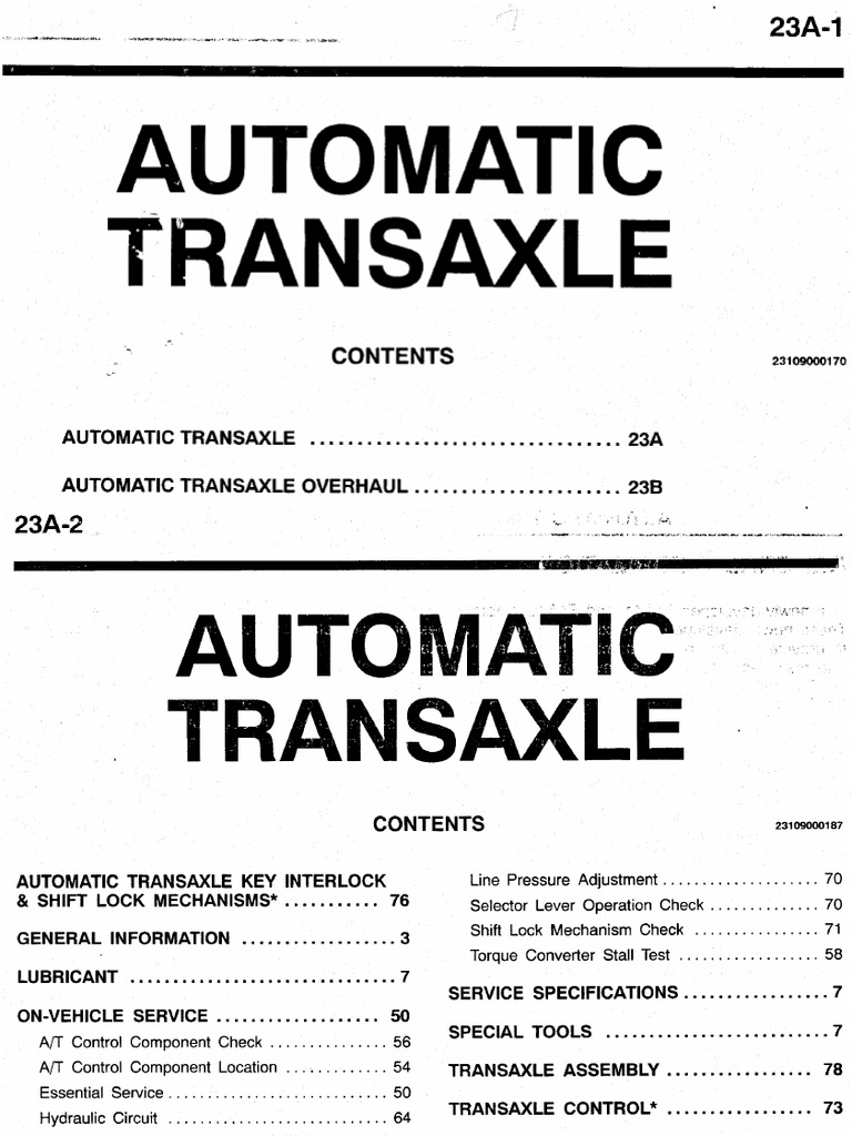 23A Automatic Transaxle PDF Automatic Transmission Manual