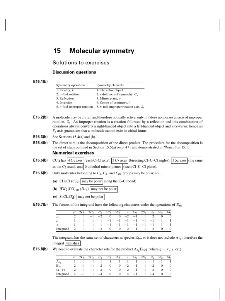 Symmetry Elements in Molecular Groups | PDF | Molecular Orbital | Rotation