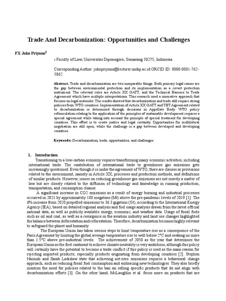 3 Trade And Decarbonization Challenges And Opportunities Pdf
