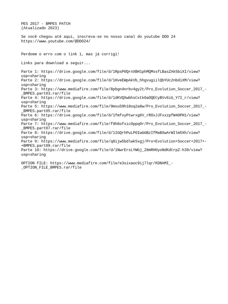 Bmpes Atualizações - PES 2017
