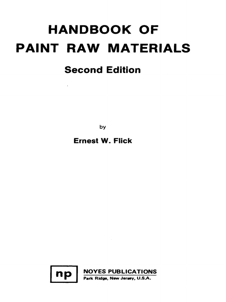 Handbook of Paint Raw Materials Second Edition PDF
