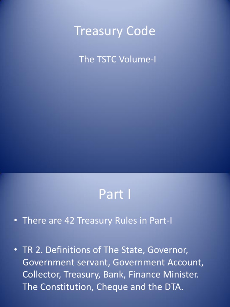 Treasury Code Volume 1 Overview | PDF | Cheque | Banks