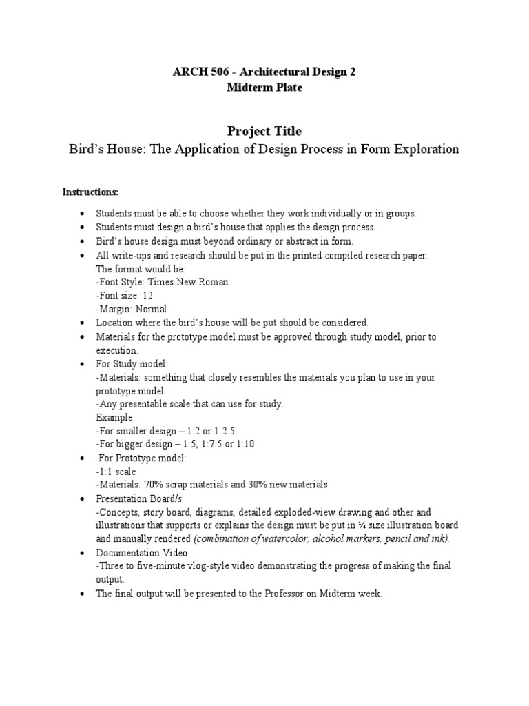Birdhouse Design Project Guidelines | PDF | Career & Growth | Art