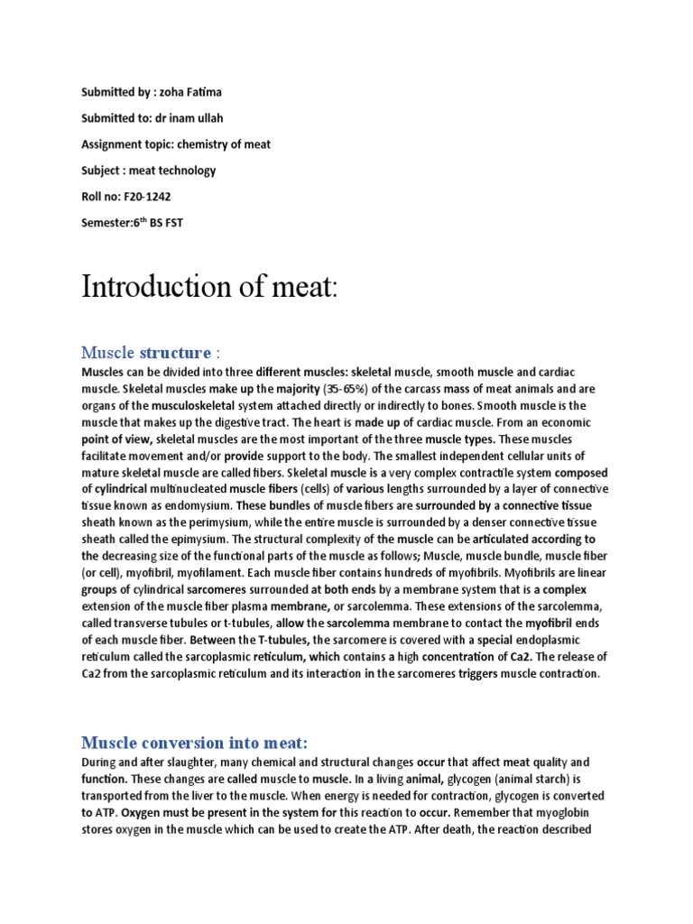 Chemistry of Meat PDF Skeletal Muscle Meat