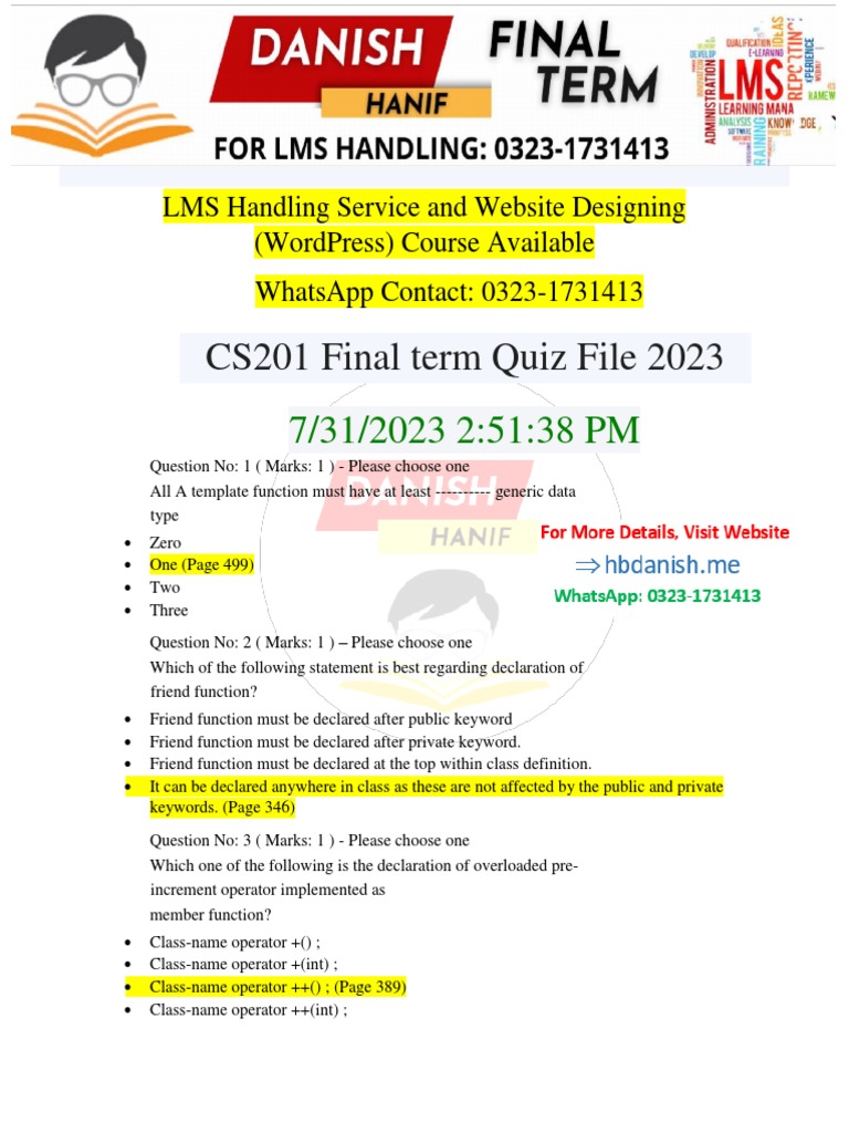 CS201 Finalterm Guess Important 2023 | PDF | Pointer (Computer ...