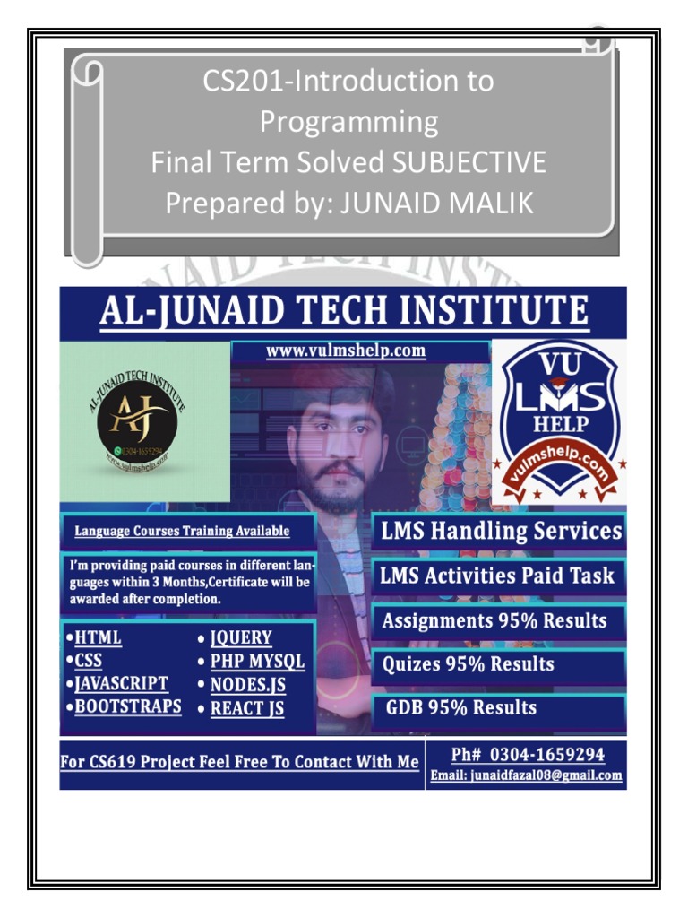 CS201 Final Term Subjective Solutions | PDF | Parameter (Computer ...