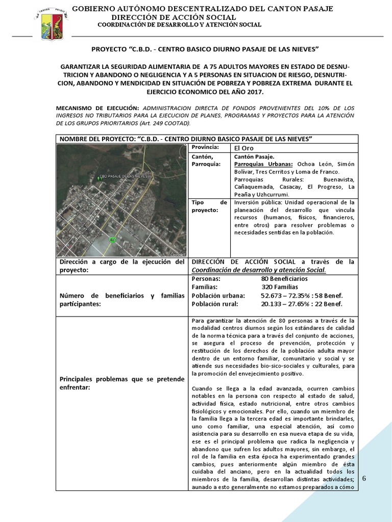 Proyecto de Atención a Adultos Mayores en Pasaje | PDF | Vejez | Pobreza