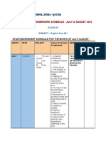 Holiday Homework Schedule - July & August 2023: Birla Public School, Doha - Qatar