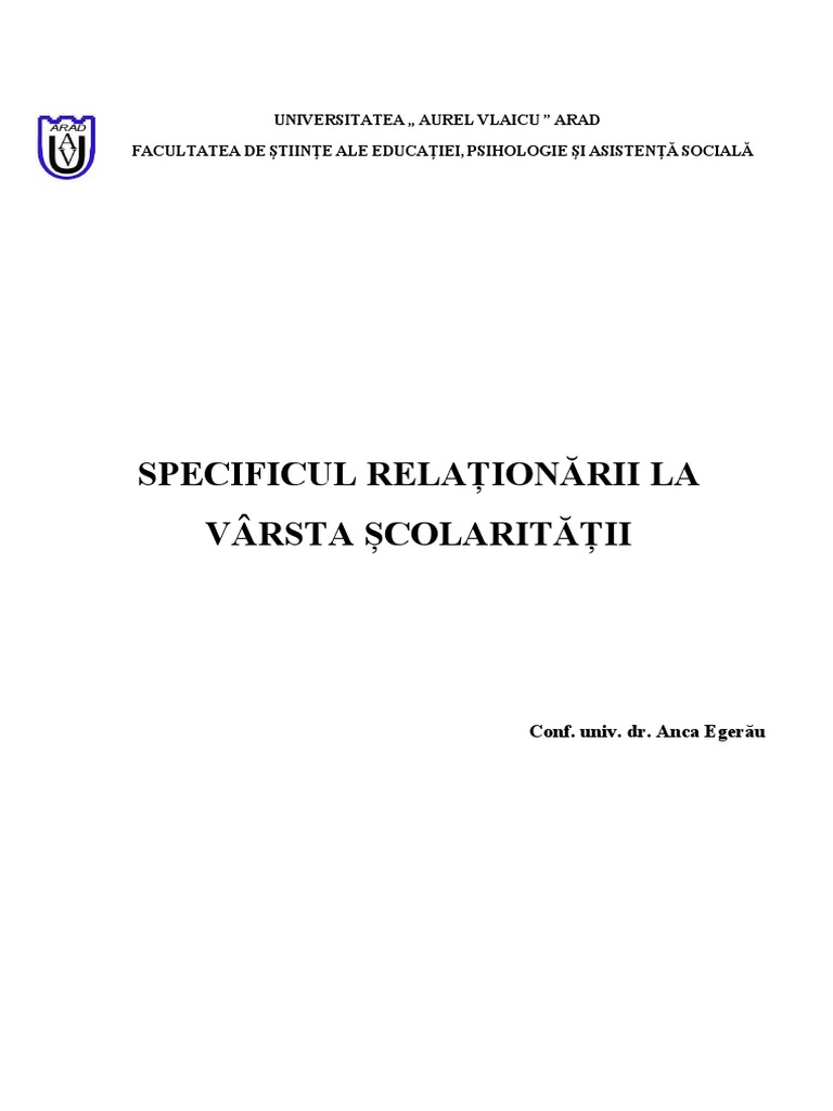 Egerau Specificul Relationarii La Varsta Scolaritatii | PDF