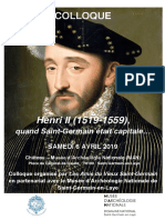 Programme Colloque 2019 Henri II (1519-1559), Quand Saint-Germain Était Capitale