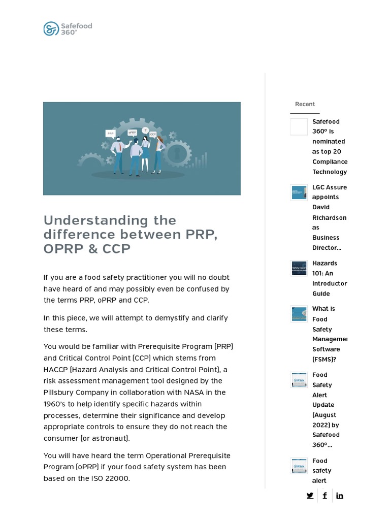 Understanding PRP, OPRP, and CCP | PDF | Risk | Hazard Analysis And ...